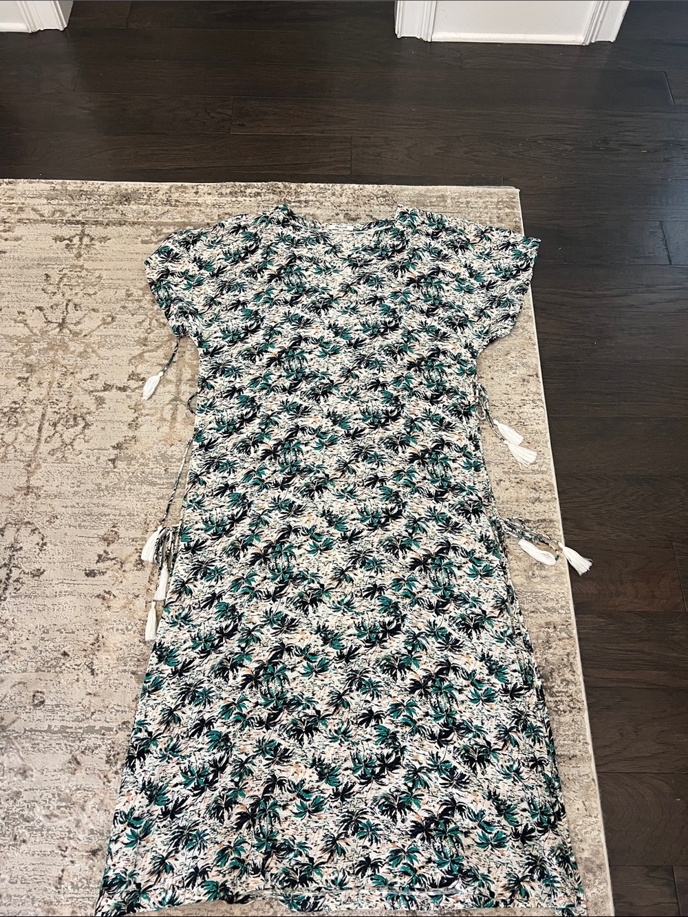 Madewell - Floral Teal & Black Cotton Blend Women’s Beach Cover up